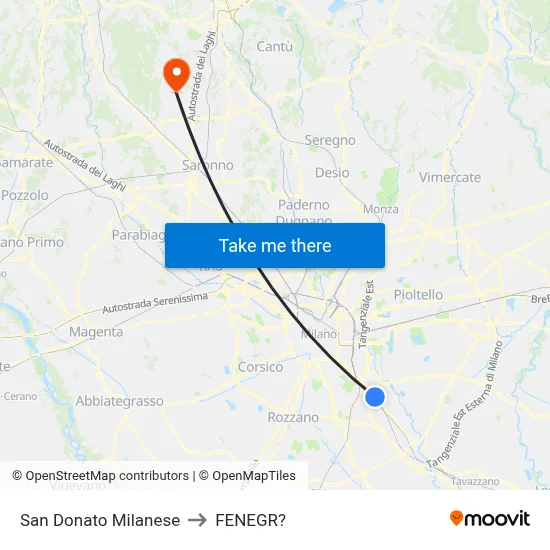 San Donato Milanese to Fenegro map