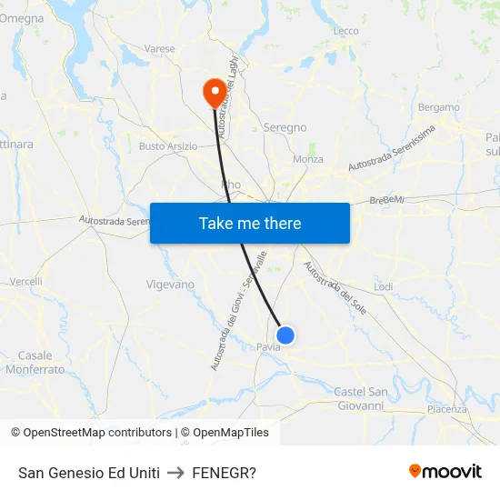San Genesio Ed Uniti to Fenegro map