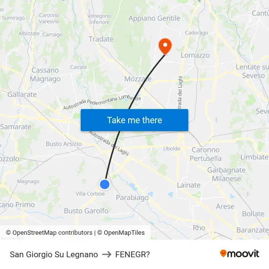 San Giorgio Su Legnano to Fenegro map