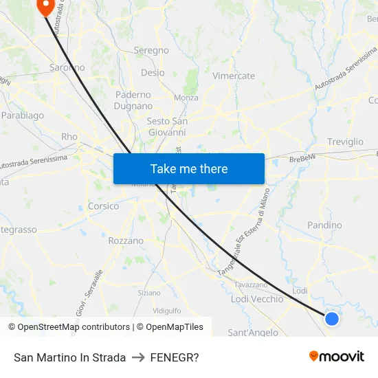 San Martino In Strada to Fenegro map