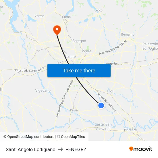 Sant' Angelo Lodigiano to Fenegro map