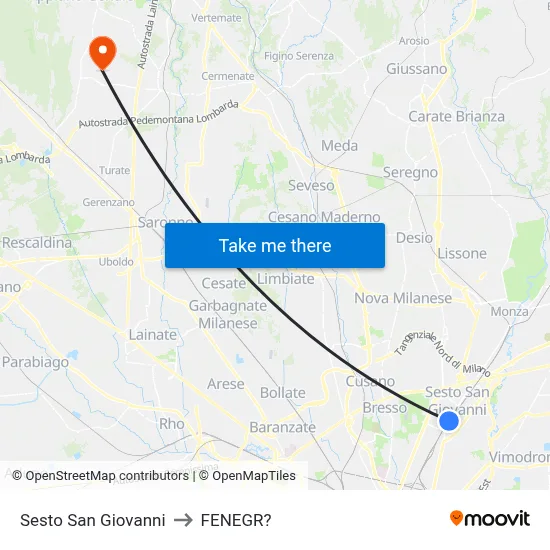 Sesto San Giovanni to Fenegro map