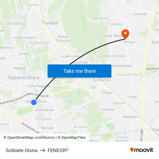 Solbiate Olona to Fenegro map