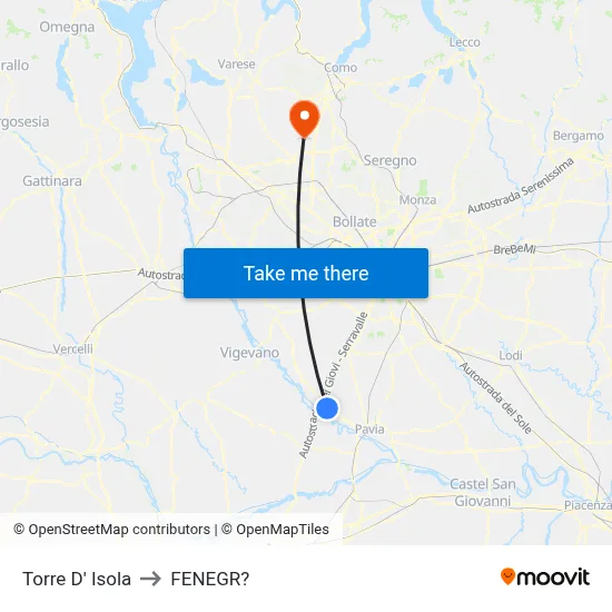 Torre D' Isola to Fenegro map