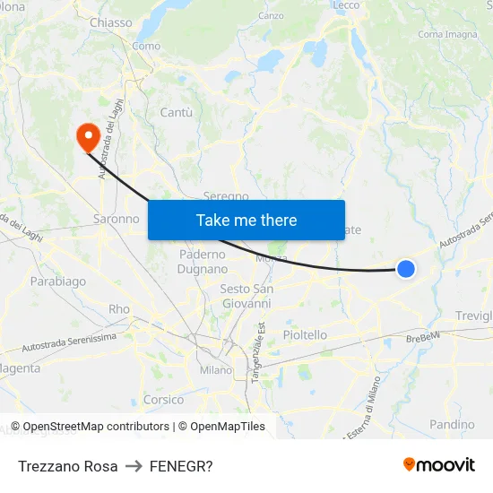 Trezzano Rosa to Fenegro map
