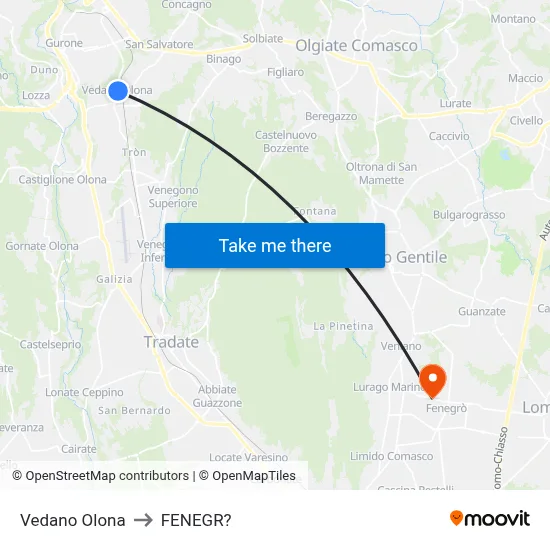 Vedano Olona to Fenegro map