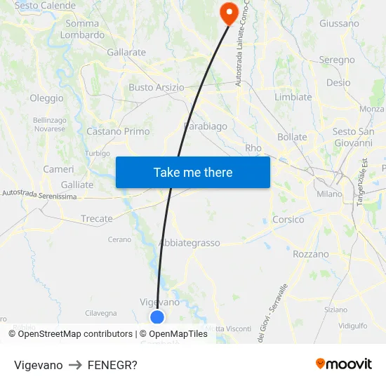 Vigevano to Fenegro map