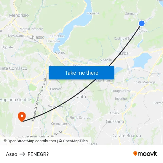 Asso to Fenegro map