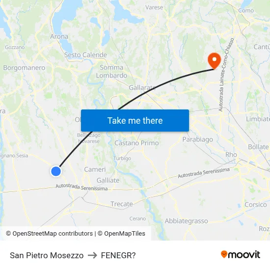 San Pietro Mosezzo to Fenegro map