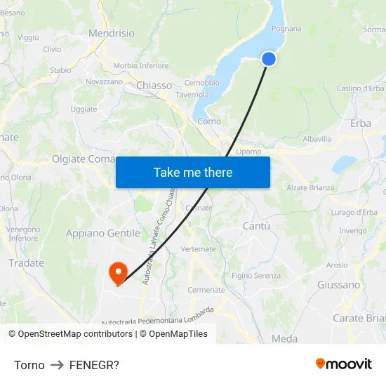 Torno to Fenegro map