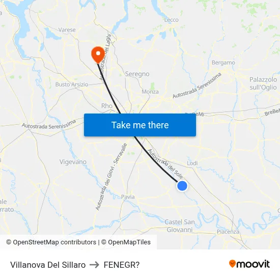 Villanova Del Sillaro to Fenegro map