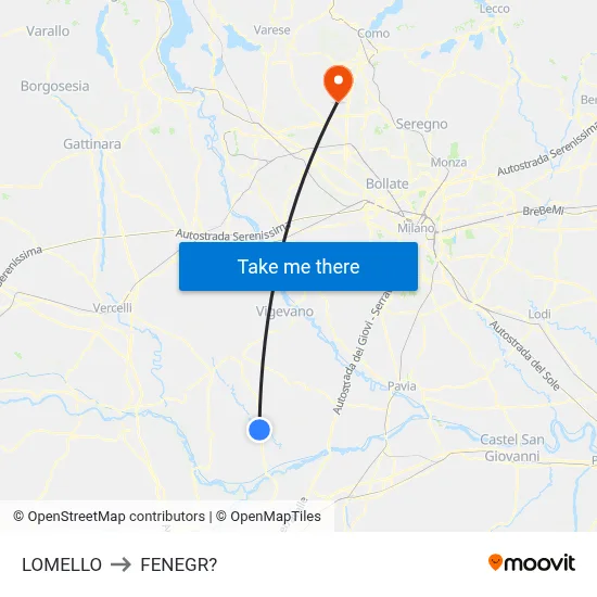 Lomello to Fenegro map