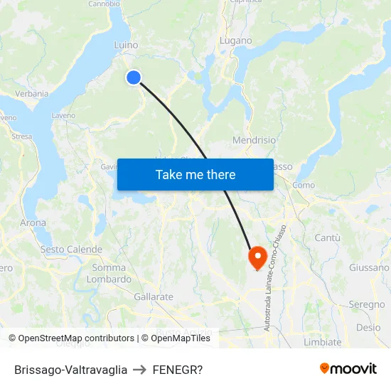 Brissago-Valtravaglia to Fenegro map