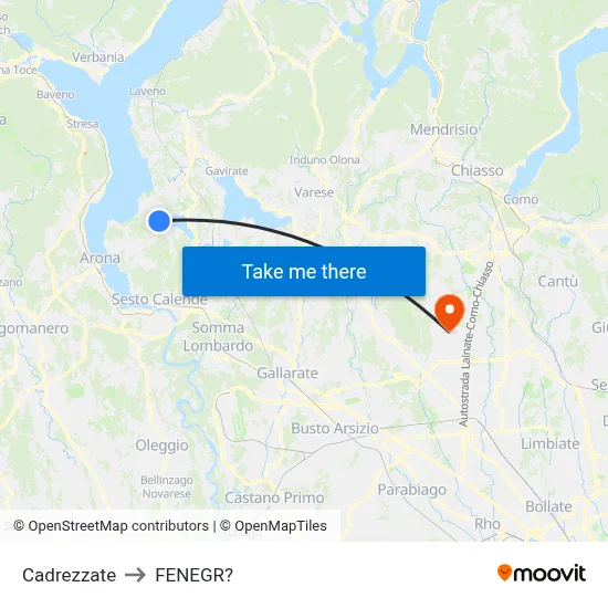 Cadrezzate to Fenegro map