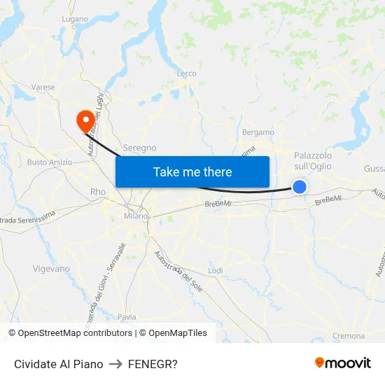 Cividate al Piano to Fenegro map