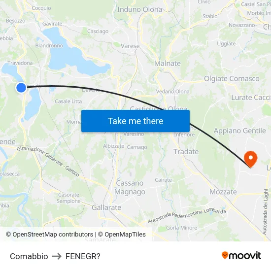 Comabbio to Fenegro map