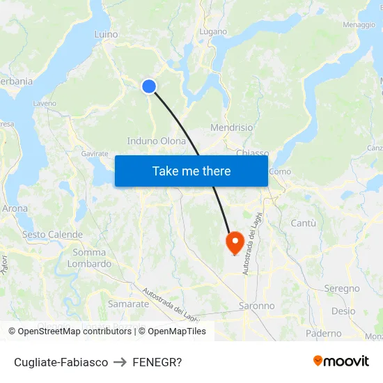 Cugliate-Fabiasco to Fenegro map