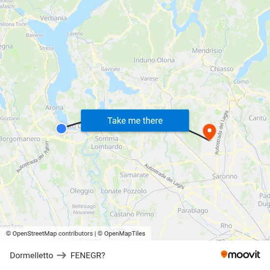 Dormelletto to Fenegro map