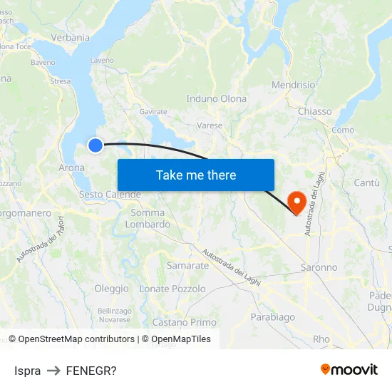 Ispra to Fenegro map