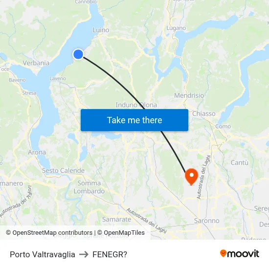 Porto Valtravaglia to Fenegro map