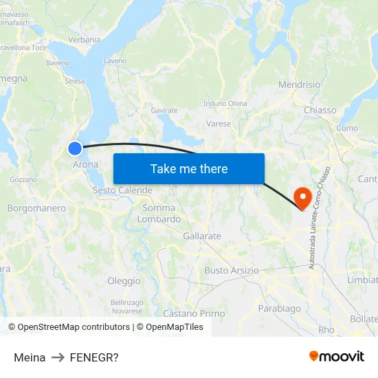 Meina to Fenegro map