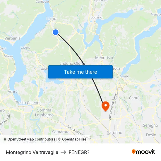Montegrino Valtravaglia to Fenegro map