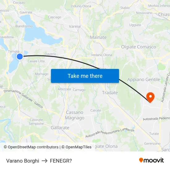 Varano Borghi to Fenegro map