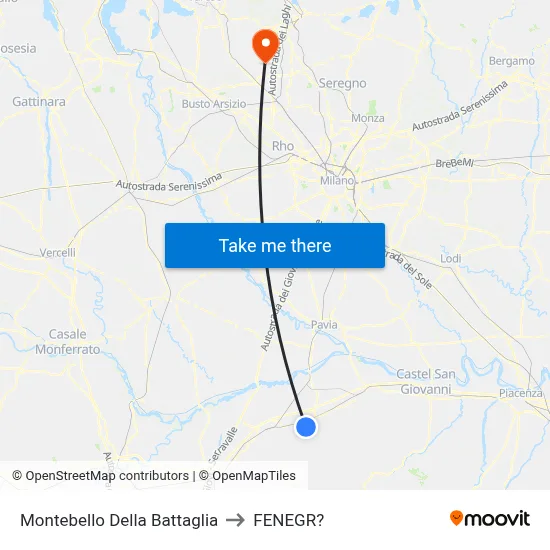 Montebello Della Battaglia to Fenegro map