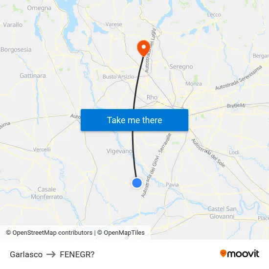 Garlasco to Fenegro map
