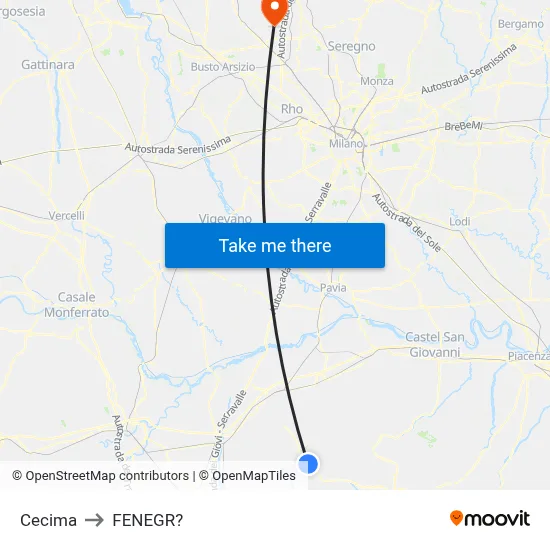 Cecima to Fenegro map