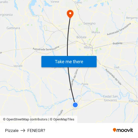Pizzale to Fenegro map