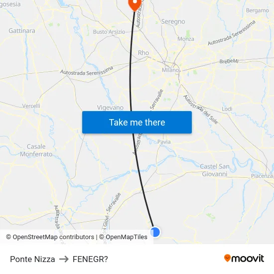 Ponte Nizza to Fenegro map