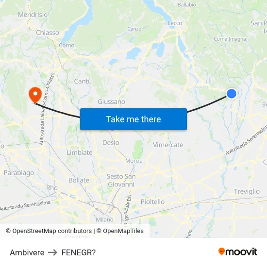 Ambivere to Fenegro map