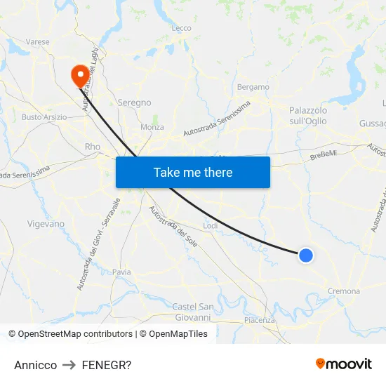Annicco to Fenegro map