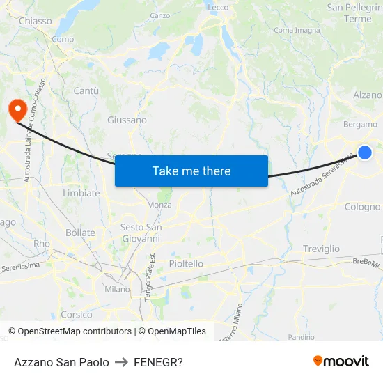 Azzano San Paolo to Fenegro map