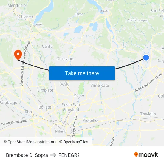 Brembate Di Sopra to Fenegro map