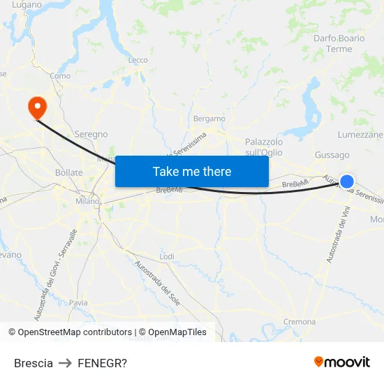 Brescia to Fenegro map