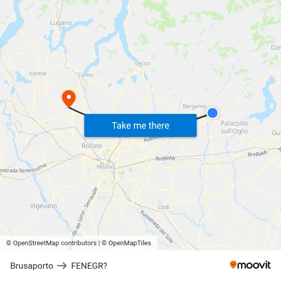 Brusaporto to Fenegro map