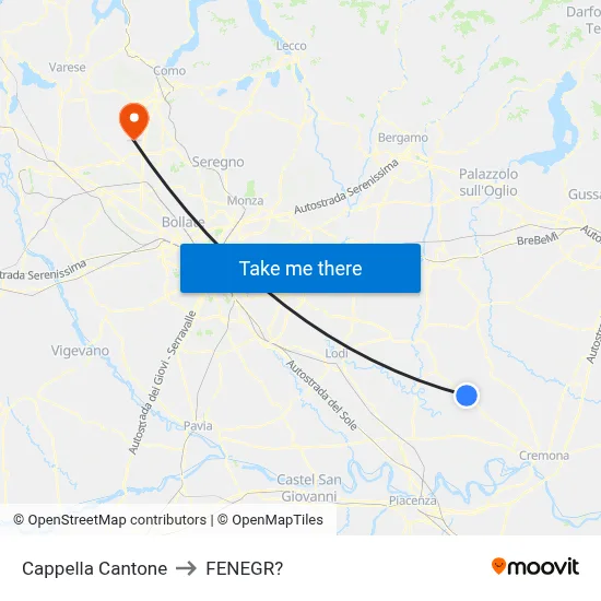 Cappella Cantone to Fenegro map