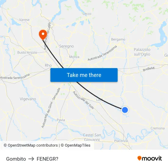 Gombito to Fenegro map