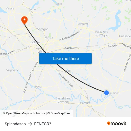 Spinadesco to Fenegro map