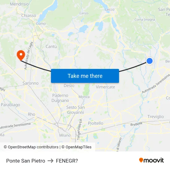 Saint Peter Bridge to Fenegro map