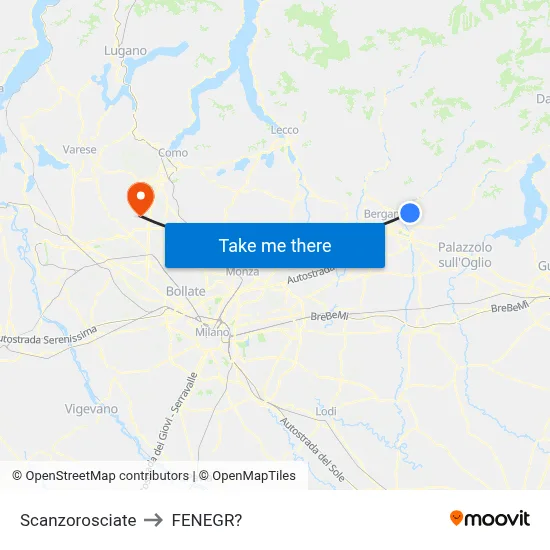 Scanzorosciate to Fenegro map