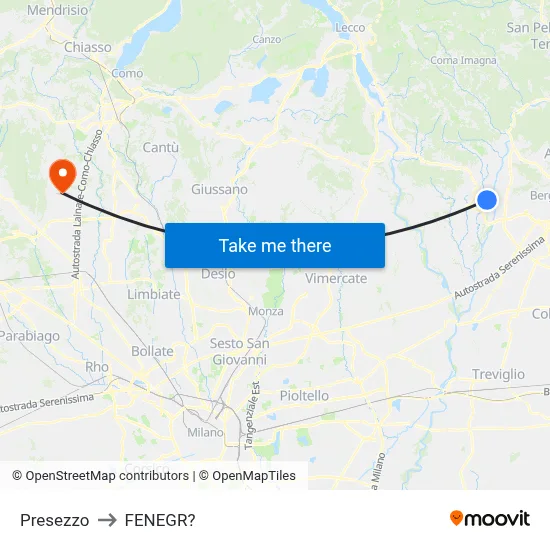 Presezzo to Fenegro map