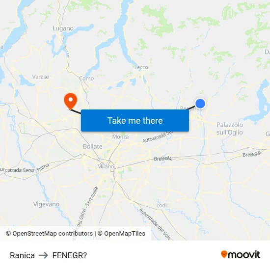 Ranica to Fenegro map