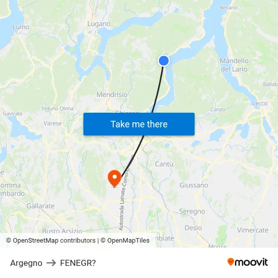 Argegno to Fenegro map