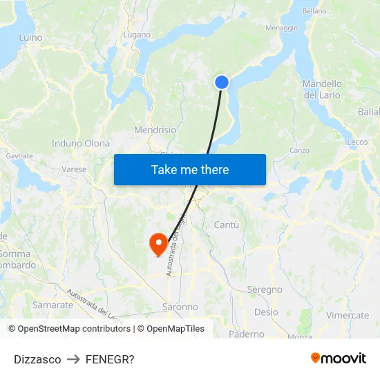 Dizzasco to Fenegro map