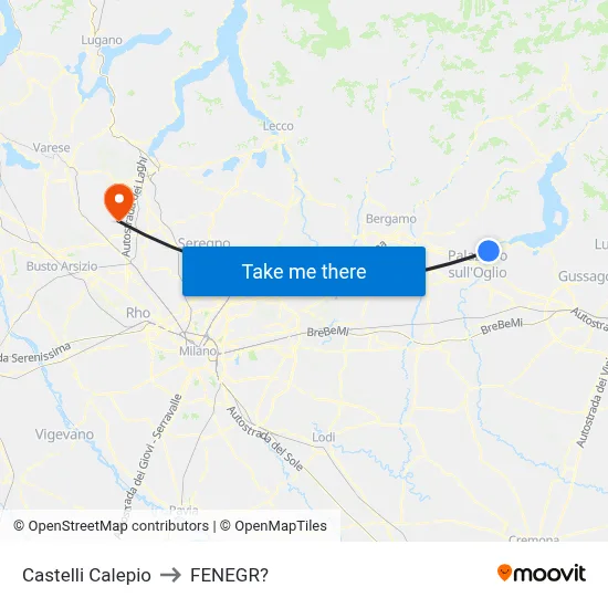 Castelli Calepio to Fenegro map