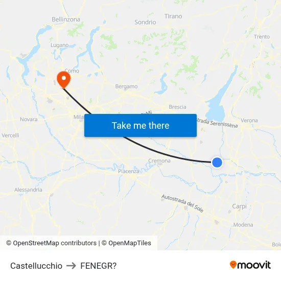 Castellucchio to Fenegro map