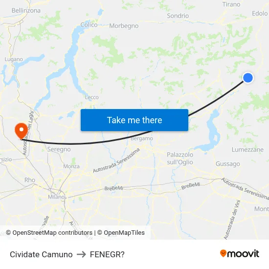 Cividate Camuno to Fenegro map